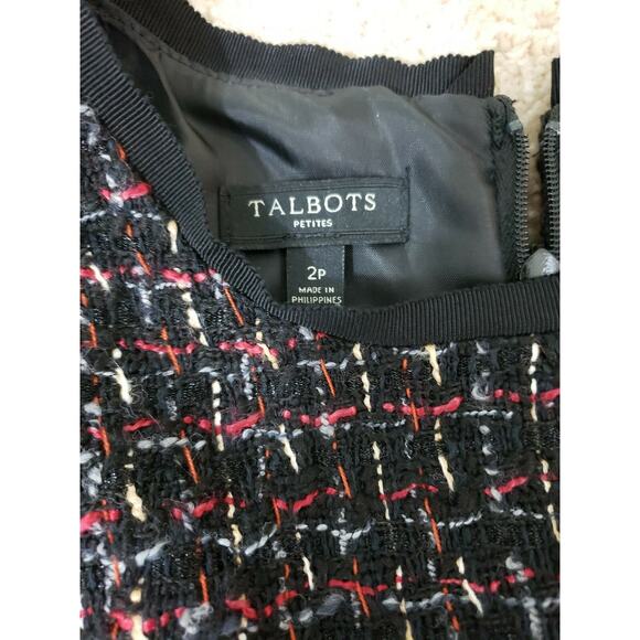 TALBOTS ~Woman Size 2Petite~ Black/Multi Color Wool Blend Dress Sleeveless Lined - Picture 4 of 12